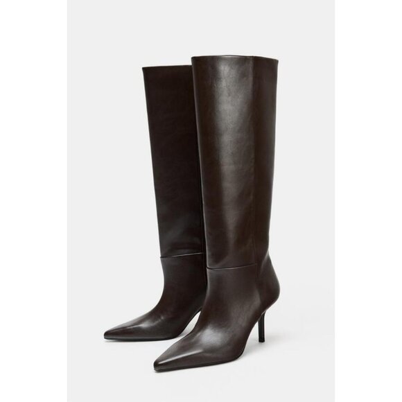 ZARA POINTED HIGH-HEEL BOOTS - Picture 1 of 5